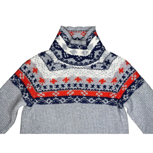 Columbia Pine Street Jacquard Pullover Sweater Women XS Gray Mock Neck Ski Lodge - Picture 4 of 8